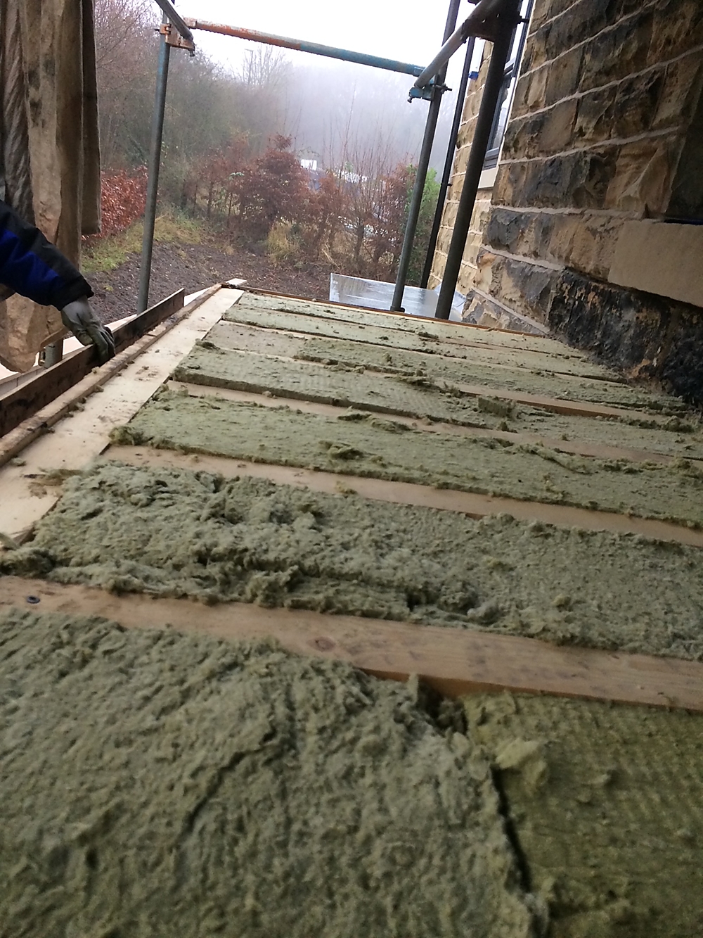 GRP Flat Roofing — Insulation before interlocking boards